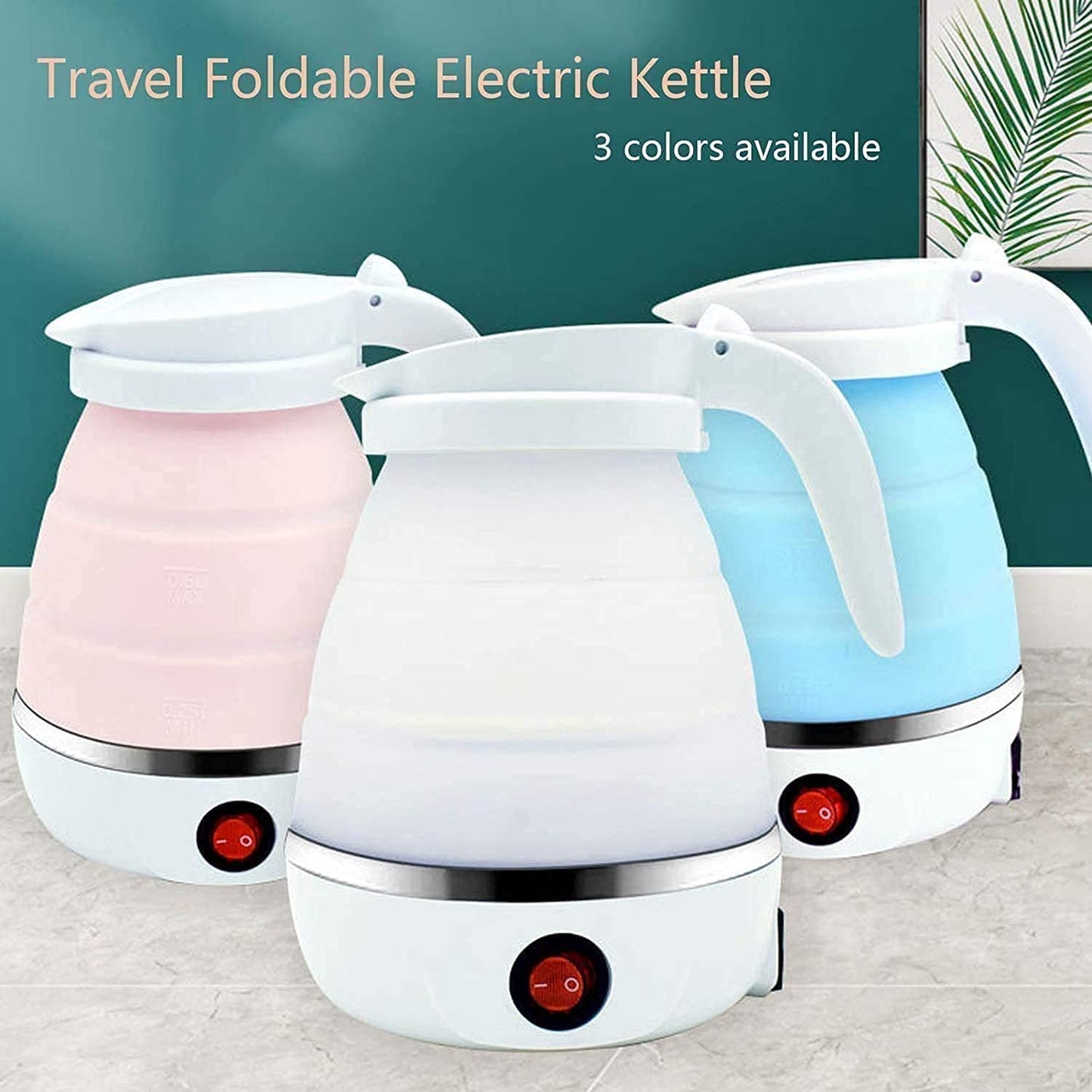 Travel Folding Electric Kettle 600ml – Portable Fast Boiling Silicone Kettle with Boil-Dry Protection (600W)