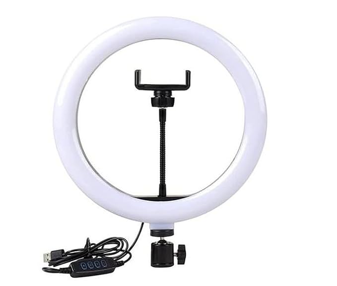 14-Inch LED Ring Light with 5ft Tripod & Phone Holder – USB Powered Dual Color Lighting for Vlogging & Makeup