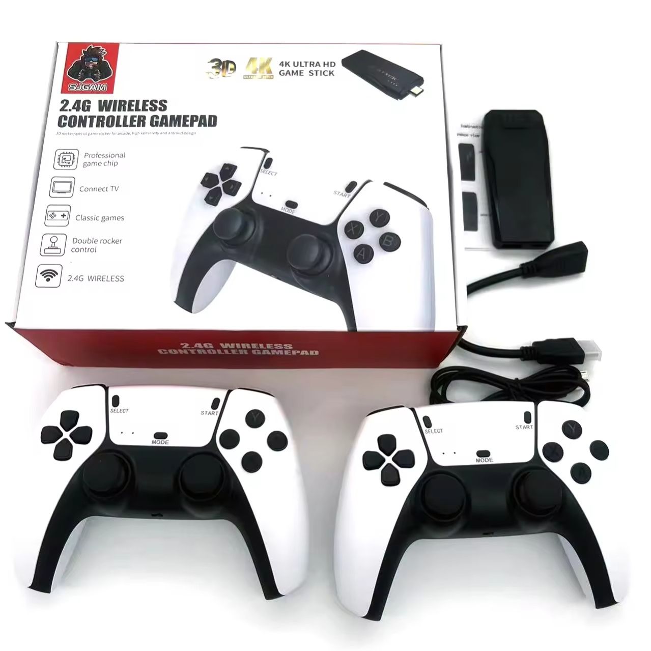 Retro Gaming Console Stick – 4K HDMI Plug & Play Device with Dual 2.4G Wireless Controllers