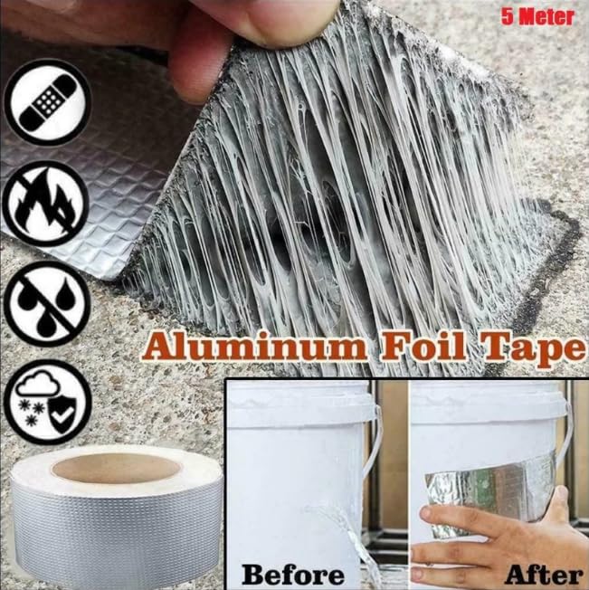 Waterproof Butyl Rubber Tape 2 Inch x 5M – High Polymer Adhesive Sealing Tape for Pipe Leakage, Cracks & Roof Repair