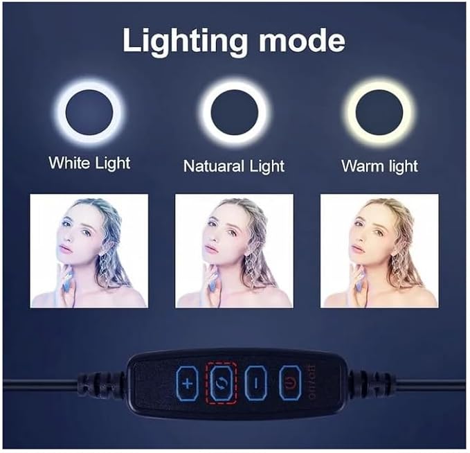 14-Inch LED Ring Light with 5ft Tripod & Phone Holder – USB Powered Dual Color Lighting for Vlogging & Makeup