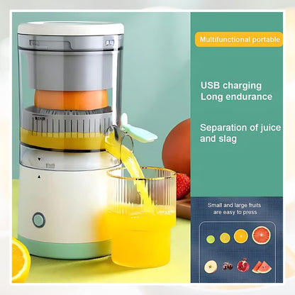 Electric Citrus Juicer – Portable Fresh Juice Extractor with Splash Guard for Home Kitchen (White & Silver)