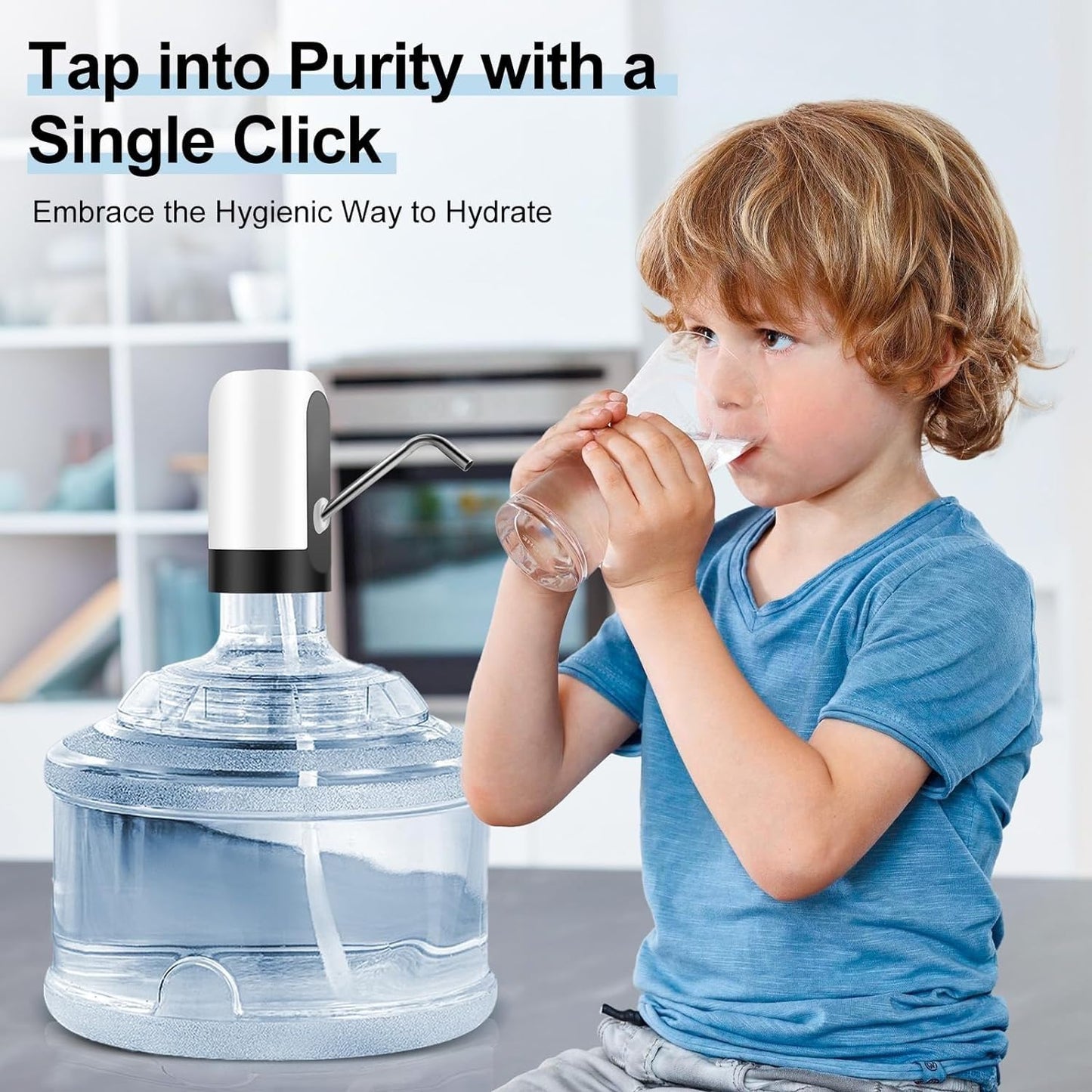 Automatic Wireless Water Dispenser Pump for 20 Litre Bottle – USB Rechargeable Water Can Pump (White)
