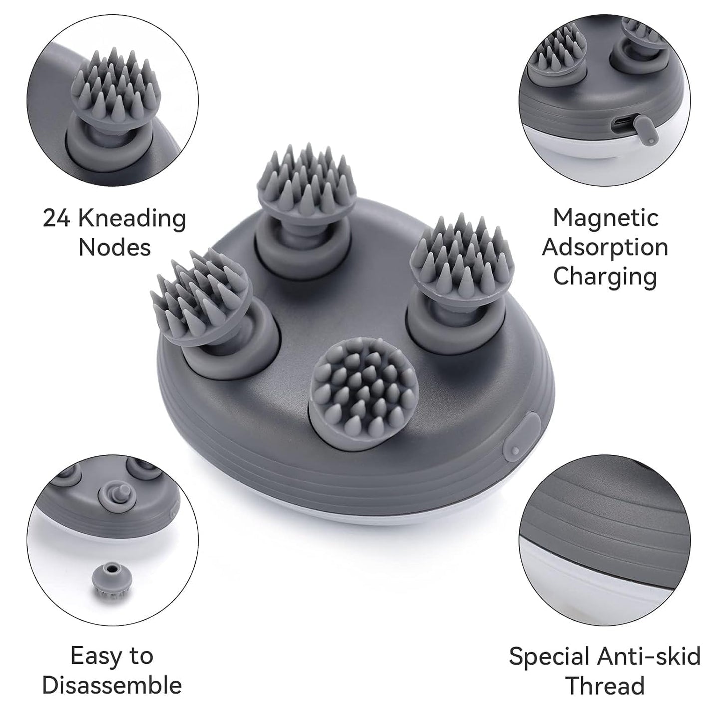 Scalp Head Massager with 96 Silicone Kneading Points – Detachable Scalp, Body & Hair Massager (Random Color)