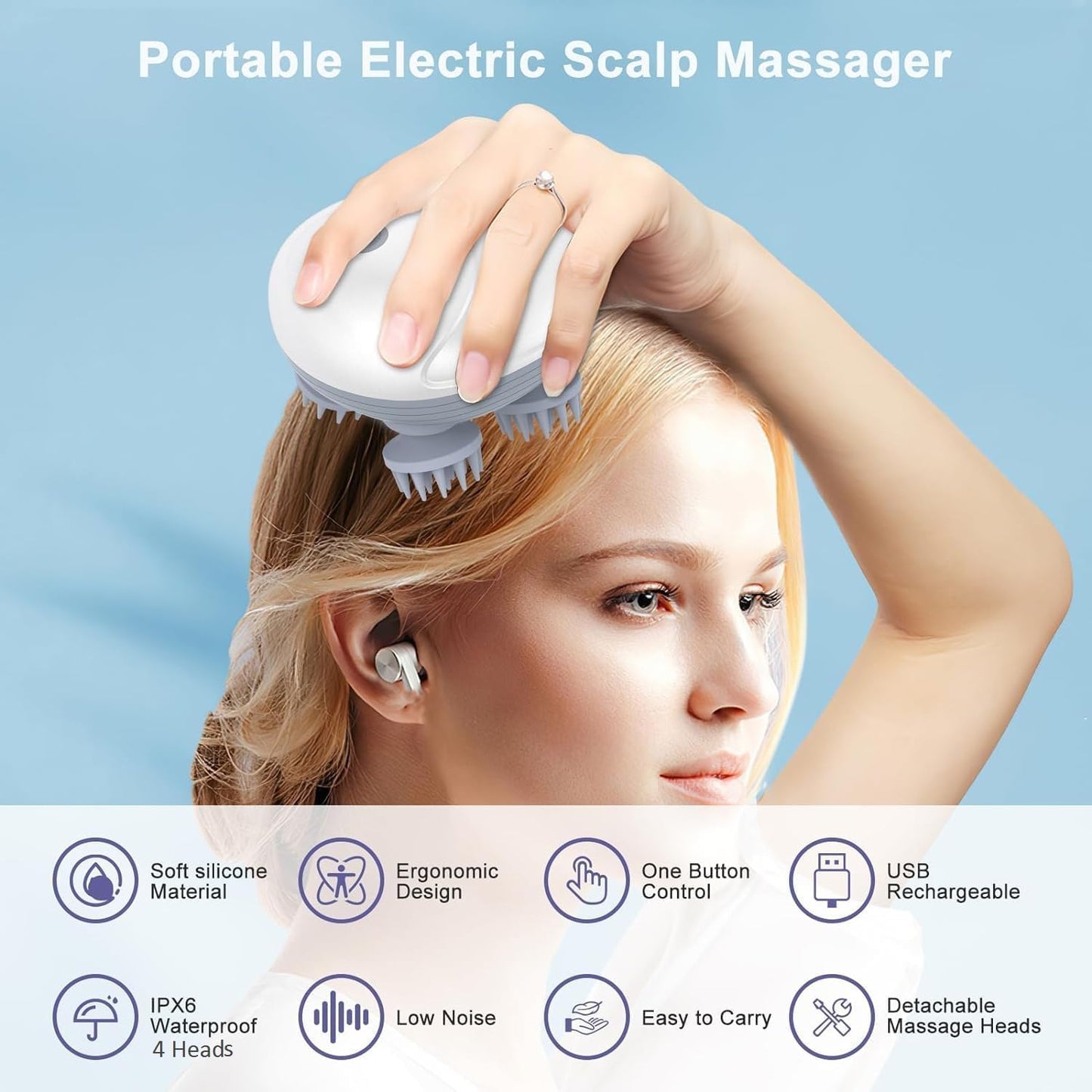 Scalp Head Massager with 96 Silicone Kneading Points – Detachable Scalp, Body & Hair Massager (Random Color)