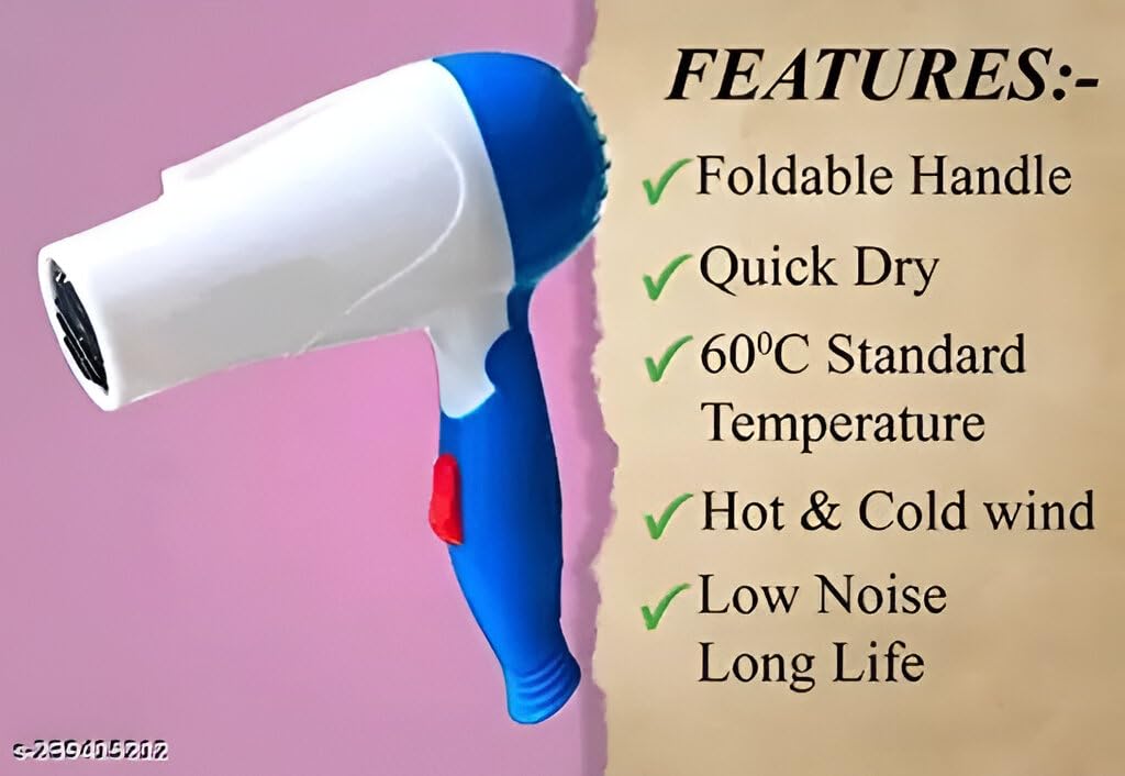 Nova 1000W Compact Hair Dryer – Lightweight Travel Hair Dryer with Cool Shot & Concentrator Nozzle