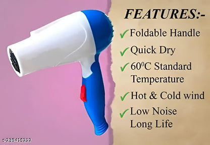 Nova 1000W Compact Hair Dryer – Lightweight Travel Hair Dryer with Cool Shot & Concentrator Nozzle