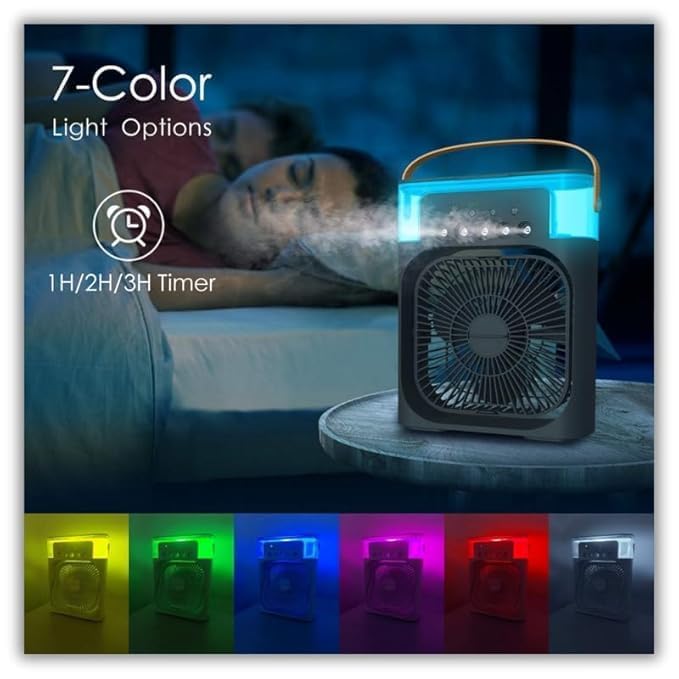 Cooler Fan with Mist Spray | USB Portable AC for Desk, Room, Office, Car | 3-Speed, 360° Airflow, Quiet, Lightweight| For Summer,Travel,Camping,Study