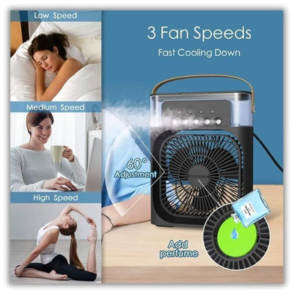 Cooler Fan with Mist Spray | USB Portable AC for Desk, Room, Office, Car | 3-Speed, 360° Airflow, Quiet, Lightweight| For Summer,Travel,Camping,Study