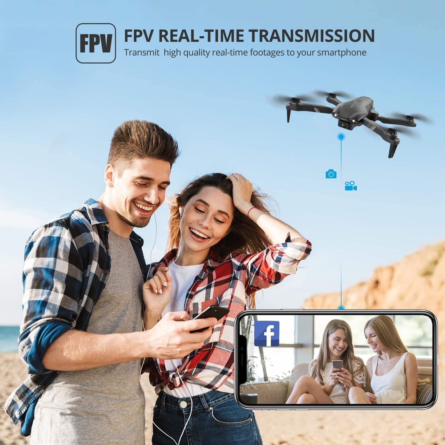 4DV13 Drone with 1080P HD Camera – FPV Quadcopter for Kids & Beginners, Altitude Hold, Gesture Control (Black)