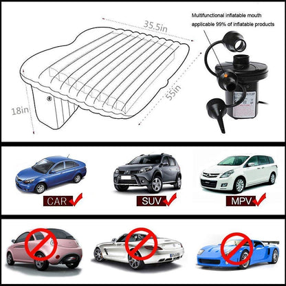 Portable Car Air Mattress for Back Seat – Inflatable Travel Sleeping Bed with Pump & 2 Pillows