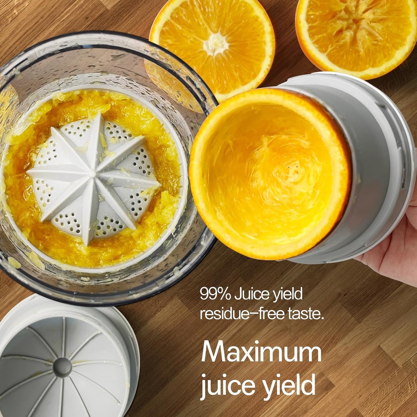 Electric Citrus Juicer – Portable Fresh Juice Extractor with Splash Guard for Home Kitchen (White & Silver)