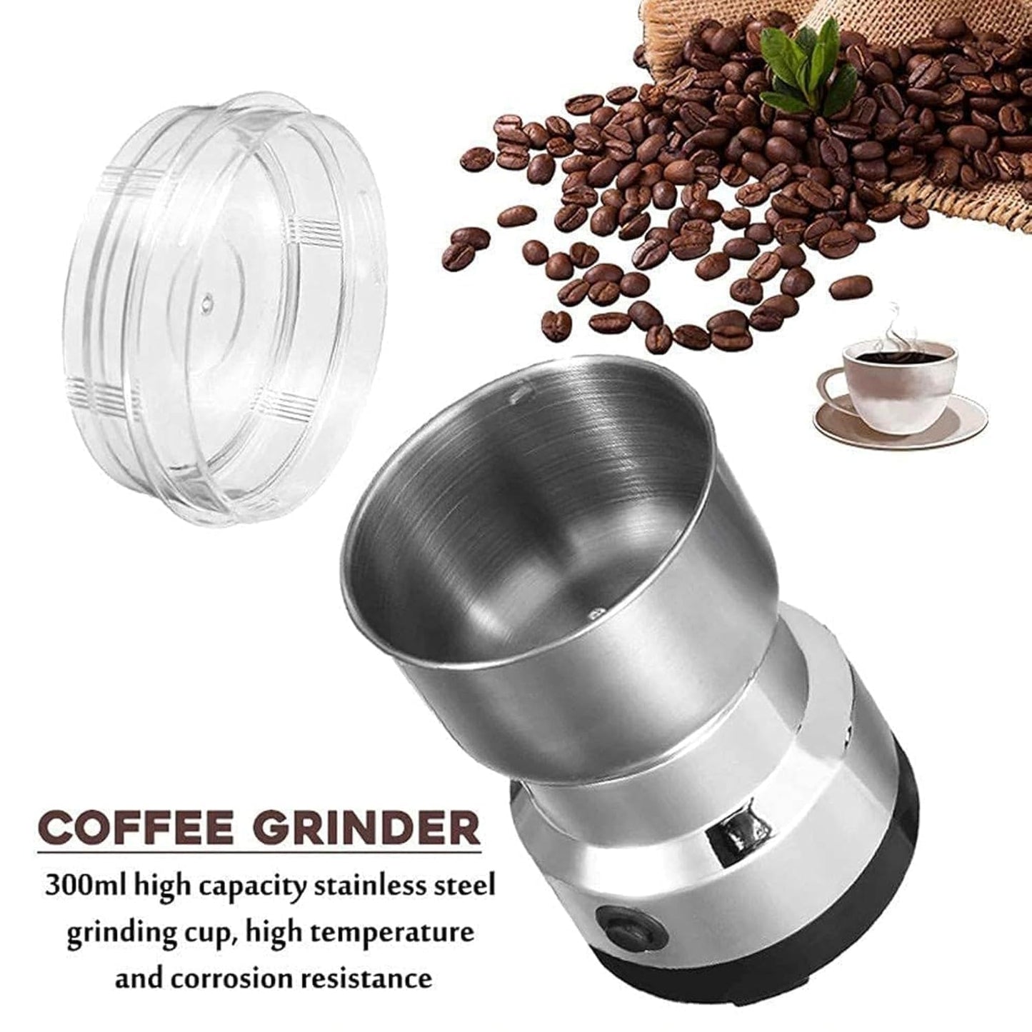 Nima Electric Coffee & Spice Grinder 150W – Stainless Steel Dry Masala Grinder for Coffee Beans, Nuts & Spices