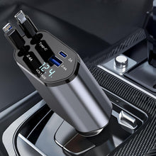 120W Fast Car Charger – Retractable Type-C Cable & 4-Port Universal Mobile Charger for All Devices