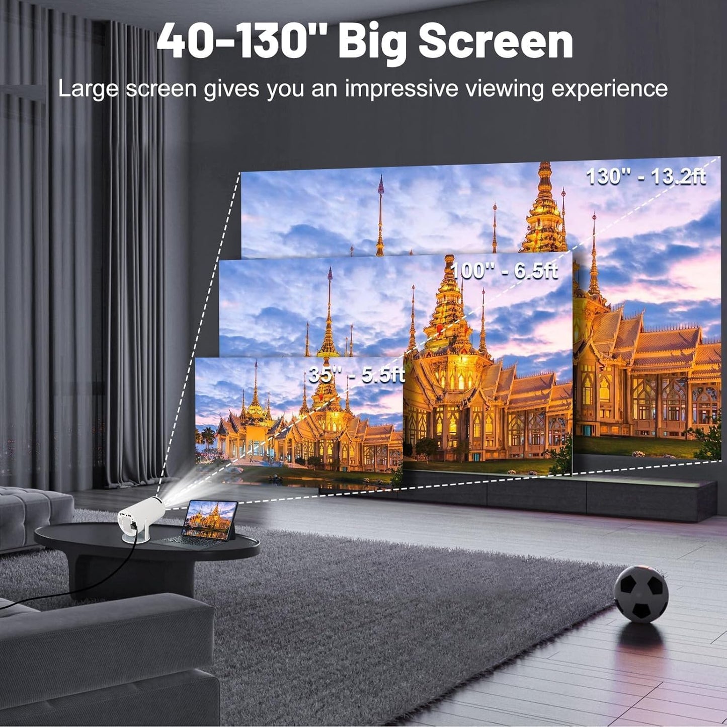 Portable Mini Projector – Full HD with 4K Support, WiFi & Bluetooth 5.0
