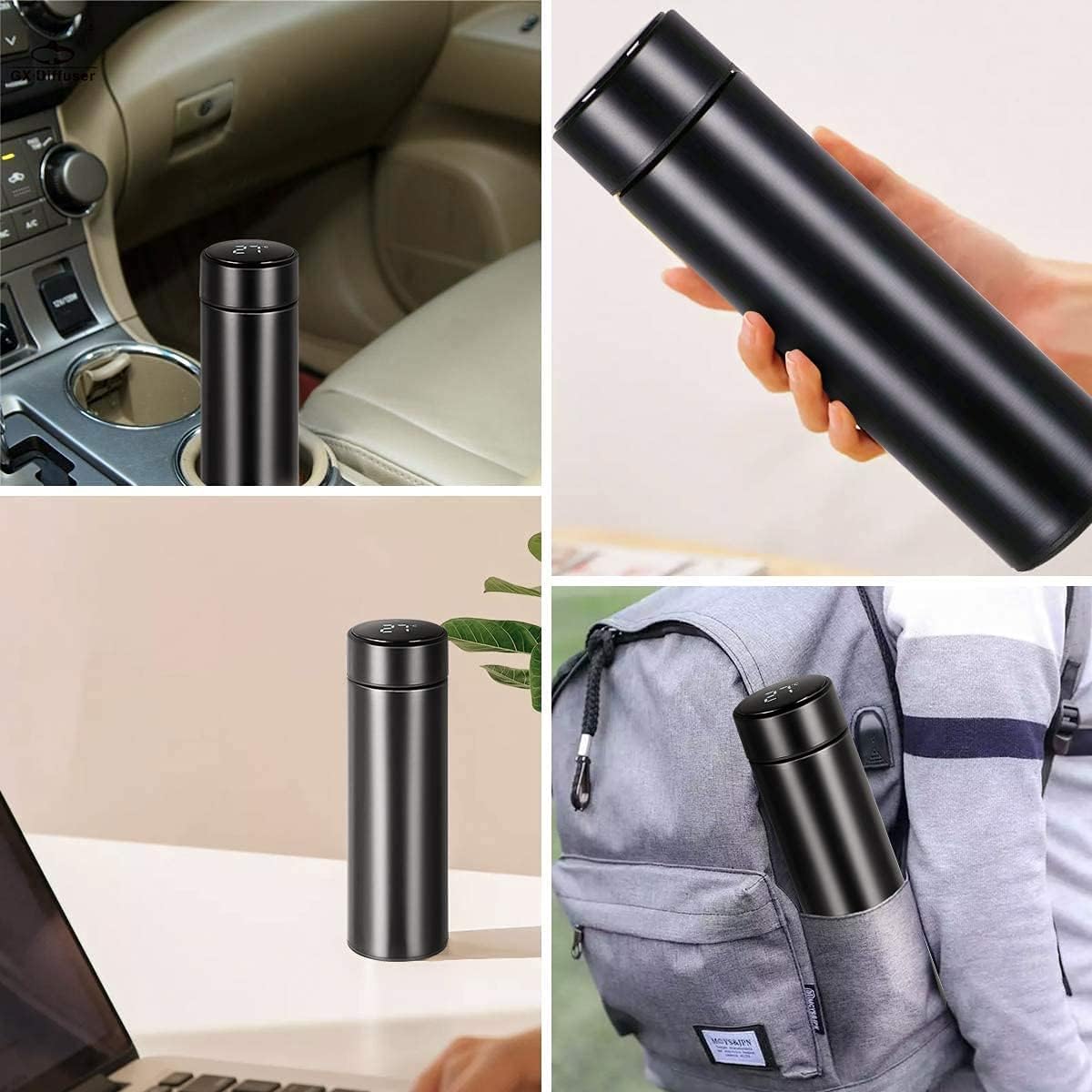 500ml LED Temperature Vacuum Flask – Ombre Stainless Steel Insulated Water Bottle (Hot & Cold)